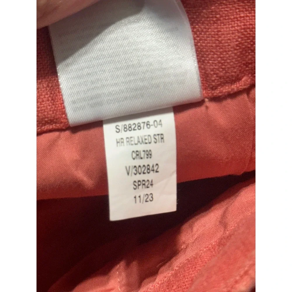 Banana Republic Lina Straight Linen Pant Coral High Rise Relaxed 6 882876-04